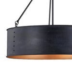 Load image into Gallery viewer, Dravik Contemporary Industrial Drum Pendant - Black Metal Pendant for Living or Dining Room U06