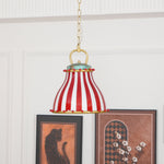 Load image into Gallery viewer, Circus Glass Pendant Lamp – Fun Red Stripe Art Glass for Eclectic Spaces