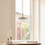 Load image into Gallery viewer, Rolvona Layered Glass Retro Pendant – Modern Minimalist Ceiling Light for Kitchen or Dining Room