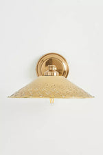 Load image into Gallery viewer, Auriglow Modern Wall Sconce – Brass Perforated Light for Bedroom or Hallway