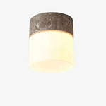 Cargar imagen en el visor de la Galería, Silver gray travertine flush mount ceiling light with warm glass shade