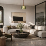 Load image into Gallery viewer, Emerald glass pendant in a modern living room
