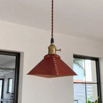 Cargar imagen en el visor de la Galería, Leather pyramid pendant lamp hanging near a black framed window