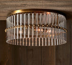 Load image into Gallery viewer, Lumora Crystal Flush Mount Light – Cut Glass Ceiling In Aged Brass