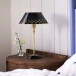 Load image into Gallery viewer, Auriglow Brass Floral Design Perforated Table Lamp – Space Age Inspired