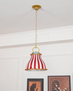Load image into Gallery viewer, Circus Glass Pendant Lamp – Fun Red Stripe Art Glass for Eclectic Spaces