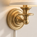 Charger l'image dans la visionneuse de galerie, Rowan No-Wire Flat Drum Shade Wall Sconce – Plug-In Fabric Wall Light