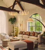 Cargar imagen en el visor de la Galería, Lámpara de araña de discos de cristal de inspiración vintage Verdura para interiores de lujo