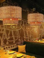 Load image into Gallery viewer, Drum Pendant Light – Natural Rattan Double Shade for Bedroom Lighting