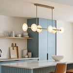 Cargar imagen en el visor de la Galería, Lámpara de araña lineal Elorina de 6 luces - Lámpara de metal moderna - Iluminación para comedor