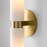 Load image into Gallery viewer, Rivora Ribbed Glass Tube Double Wall Lamp – Contemporary Wall Lighting for Entryway