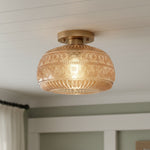 Cargar imagen en el visor de la Galería, Lámpara de Techo Empotrada de Vidrio con Patrón Teñido Lurex - Diseño Grabado e Iluminación Decorativa para Interiores U21