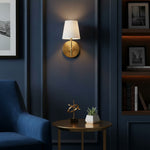 Load image into Gallery viewer, Ornato Luxe Metal Frame Wall Lamp with Fabric Shade – Minimalist Mid Century Modern Wall Sconce for Entryway or Hallway
