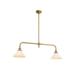 Cargar imagen en el visor de la Galería, Lámpara colgante Lumos de barra de latón con dos cabezales: iluminación arquitectónica moderna para isla de cocina