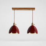 Load image into Gallery viewer, Two-light brown leather linear pendant