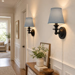 Charger l'image dans la visionneuse de galerie, Rowan No-Wire Flat Drum Shade Wall Sconce – Plug-In Fabric Wall Light