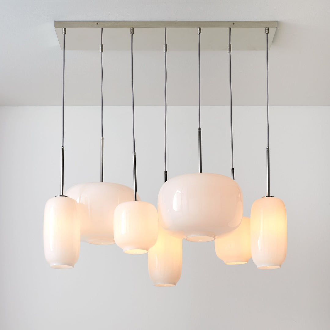 Lumivelle Skulpturaler 7-flammiger Kronleuchter – Höhenverstellbare Moderne Glas-Pendelleuchte