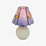 Load image into Gallery viewer, Vintagia Mushroom Moon Stained Glass Table Lamp - Artistic Accent Ceramic Base Light for Living Room or Bedroom