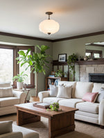 Load image into Gallery viewer, Eloise Scallop Vintage Milk Glass Semi-Flush Mount Pendant Light