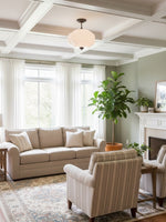 Load image into Gallery viewer, Eloise Scallop Vintage Milk Glass Semi-Flush Mount Pendant Light