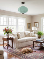 Load image into Gallery viewer, Vintage Milk Glass Semi Flush Mount Eloise Pendant Light