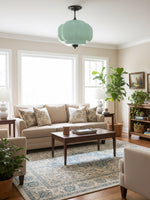 Load image into Gallery viewer, Eloise Scallop Vintage Milk Glass Semi-Flush Mount Pendant Light