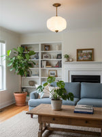 Load image into Gallery viewer, Vintage Milk Glass Semi Flush Mount Eloise Pendant Light