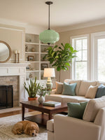 Load image into Gallery viewer, Eloise Scallop Vintage Milk Glass Semi-Flush Mount Pendant Light