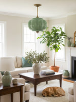 Load image into Gallery viewer, Eloise Scallop Vintage Milk Glass Semi-Flush Mount Pendant Light