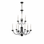 Cargar imagen en el visor de la Galería, Multi-Layer Black Candle Staircase Chandelier