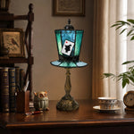 Load image into Gallery viewer, Aqua blue table lamp on desk scene