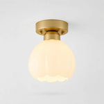 Bild in Gallery-Viewer laden, Gold-finish iron milk glass flower ceiling light