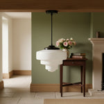 Load image into Gallery viewer, Geotower Glass Art Deco Opal Glass Pendant Light – Elegant Metal Ceiling Mount for Dining Rooms and Living Spaces