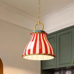 Load image into Gallery viewer, Circus Glass Pendant Lamp – Fun Red Stripe Art Glass for Eclectic Spaces