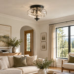 Load image into Gallery viewer, Two-Light Hammered Ceiling Light with a flush mount and a broad glass cover - New2609-1024581 interior scene