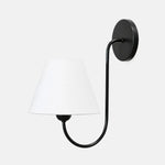 Bild in Gallery-Viewer laden, Black curved arm fabric shade wall sconce