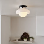 Charger l'image dans la visionneuse de galerie, Plafonnier encastré Hanton – Luminaire minimaliste moderne avec abat-jour en verre laiteux et métal