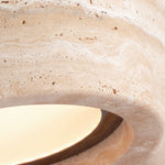Load image into Gallery viewer, Yellow travertine pendant shade close texture detail