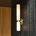 Cargar imagen en el visor de la Galería, Lámpara de pared doble Rivora con tubo de vidrio acanalado: iluminación de pared contemporánea para la entrada