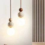 Bild in Gallery-Viewer laden, Elegantes Leuchten Creme Stein Nachttisch Pendelleuchte