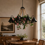 Load image into Gallery viewer, Rope and Greenery Wagon Wheel Chandelier