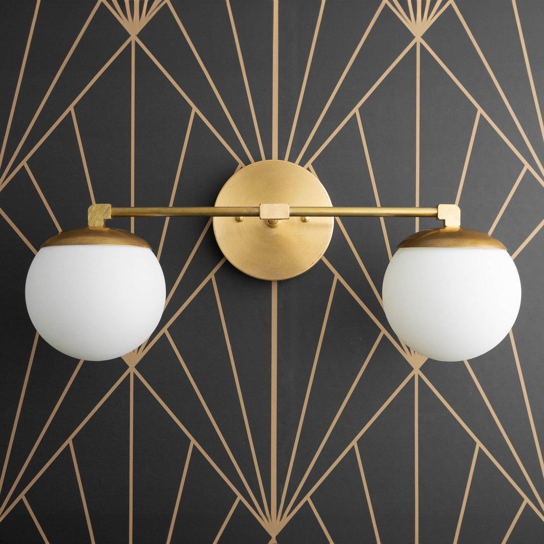 Glorica Glass Modern Wall Sconce – Contemporary 2-Globe Indoor Accent Lamp for Hallway