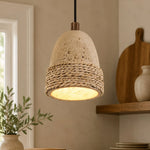 Cargar imagen en el visor de la Galería, Warm glowing woven stone pendant light in a natural interior