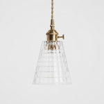 Cargar imagen en el visor de la Galería, Style E textured glass shade with antique brass E27 socket, front view