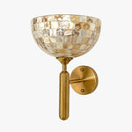 Cargar imagen en el visor de la Galería, White shell mosaic brass wall sconce