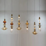 Load image into Gallery viewer, Contemporary Hanging Light - Iron Metal Glass Gold Brown Damp-rated