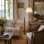 Cargar imagen en el visor de la Galería, Vintage swing arm floor lamp beside a reading chair