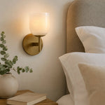 Cargar imagen en el visor de la Galería, Marble wall sconce in a bedroom setting