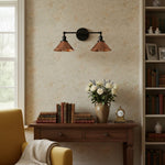 Load image into Gallery viewer, Conique Metal Industrial Wall Sconce – Dual Cone Copper Vanity Light