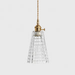 Cargar imagen en el visor de la Galería, Style F textured glass shade with antique brass E27 socket, front view